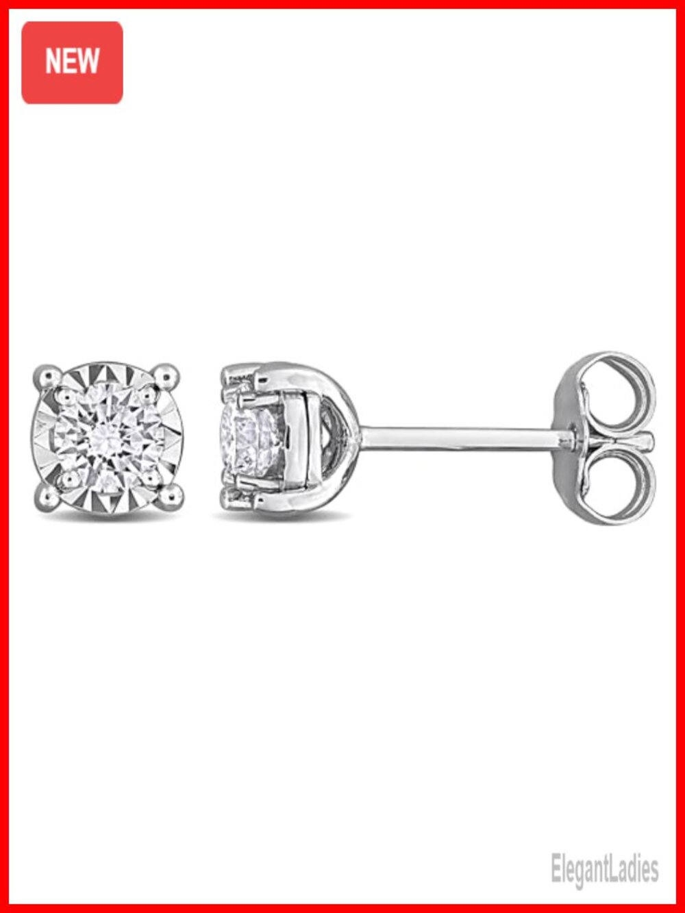 Lab-Grown Diamond Solitaire Stud Earrings 925 Sterling Silver Miracle Plate 0.5